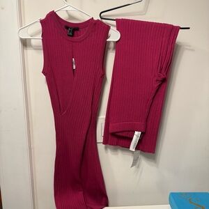 Forever 21 Ribbed Knit Sweater Set in Deep Purple
